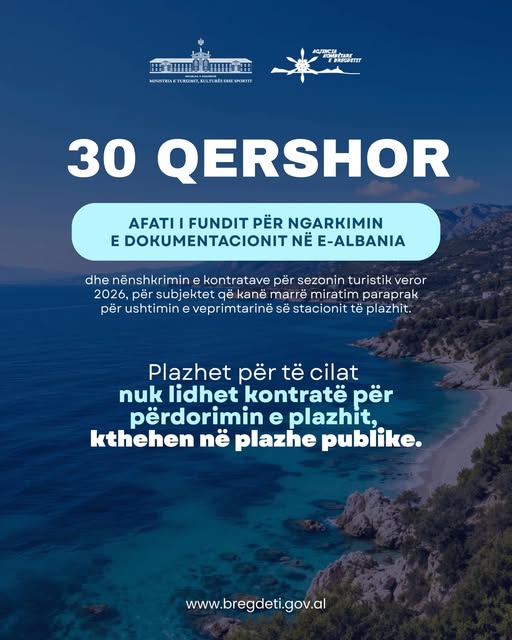 📢 Njoftim për subjektet që ushtrojnë veprimtari në stacionet e plazhit